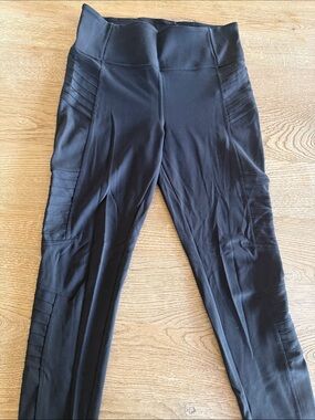 Athleta Black High-Waist Leggings with Paneled Side Detail